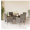 Image de Ensemble à manger de jardin et coussins 5 pcs gris rotin acacia 3278720