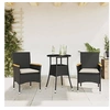 Image de Ensemble à manger de jardin et coussins 3 pcs noir rotin verre 3278721