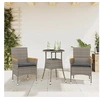 Image de Ensemble à manger de jardin et coussins 3 pcs gris rotin verre 3278723
