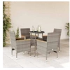 Image de Ensemble à manger de jardin et coussins 5 pcs gris rotin verre 3278724