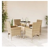 Image de Ensemble à manger de jardin et coussins 5 pcs beige rotin verre 3278726