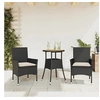Image de Ensemble à manger de jardin et coussins 3 pcs noir rotin acacia 3278727