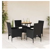 Image de Ensemble à manger de jardin et coussins 5 pcs noir rotin acacia 3278728