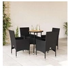 Image de Ensemble à manger de jardin et coussins 5 pcs noir rotin acacia 3278730