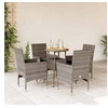 Image de Ensemble à manger de jardin et coussins 5 pcs gris rotin acacia 3278732