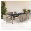 Image de Ensemble à manger de jardin et coussins 9 pcs gris rotin verre 3278735