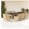 Image de 9-delige Tuinset met kussens poly rattan en glas beige3278737