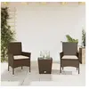 Image de Ensemble de bistro avec coussins 3 pcs marron rotin et verre, ensemble de bistro de jardin, ensemble de balcon, 3278741
