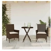 Image de Ensemble de bistro avec coussins 3 pcs marron rotin et verre, ensemble de bistro de jardin, ensemble de balcon, 3278749