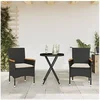 Image de Ensemble de bistro avec coussins 3pcs noir résine tressée verre, ensemble de bistro de jardin, ensemble de balcon, 3278753