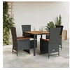 Image de Salon de jardin 5 pieces noir resine tressee 90 x 90 x 75 cm