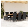 Image de Salon de jardin 9 pcs avec coussins gris résine tressée 3261993