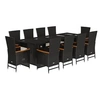 Image de Ensemble à Manger de Jardin 11 pcs coussins noir résine tressée, ensemble de salle à manger d'extérieur, meuble de salle à manger de jardin, table et
