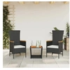 Image de Salon de jardin 3 pieces noir resine tressee 45 x 45 x 40 cm