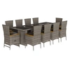 Image de Ensemble à Manger de Jardin 11pcs avec coussins gris poly rotin, ensemble de salle à manger d'extérieur, meuble de salle à manger de jardin, table et