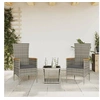 Image de Ensemble à manger de jardin - - 3 pcs - Résine tressée - Coussins amovibles - Verre trempé