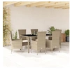 Image de Ensemble à Manger de Jardin avec Coussins 7 pcs, Table de Terrasse, Meubles de Patio, Mobilier d'Extérieur, Beige 3277572