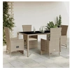Image de Salon de jardin 5 pieces resine tressee beige 150 x 90 x 75 cm