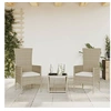 Image de 3-delige Tuinset met kussens poly rattan beige3277589