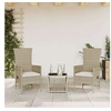 Image de Ensemble table et chaise de jardin resine tressee beige 3 personnes table carre 45 x 45 cm