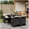 Image de Ensemble à manger de jardin coussins 5pcs Noir Résine tressée 3277661