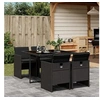 Image de Ensemble à manger de jardin coussins 5pcs Noir Résine tressée 3277662