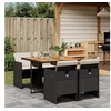 Image de Ensemble à manger de jardin coussins 5pcs Noir Résine tressée 3277670