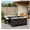 Image de Ensemble à manger de jardin coussins 7pcs Noir Résine tressée 3277673