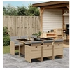 Image de Ensemble à manger de jardin coussins 7 pcs mélange beige rotin 3277679