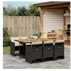 Image de Ensemble à manger de jardin coussins 7pcs Noir Résine tressée 3277682