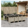 Image de Ensemble à manger de jardin et coussins 9 pcs gris clair rotin 3277690