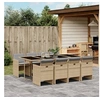 Image de Ensemble à manger de jardin et coussins 9 pcs mélange beige 3277691