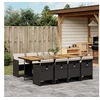 Image de Ensemble à manger de jardin 9pcs coussins noir résine tressée 3277694