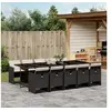 Image de Ensemble à manger de jardin 11 pcs coussins noir résine tressée 3277697