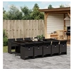 Image de Ensemble à manger de jardin 11 pcs coussins noir résine tressée 3277698