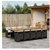 Image de Ensemble à manger de jardin 11 pcs coussins noir résine tressée 3277706