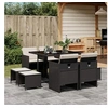 Image de Ensemble à manger de jardin 9pcs coussins noir résine tressée 3277721
