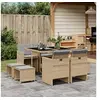 Image de Ensemble à manger de jardin et coussins 9 pcs mélange beige , ensemble de salle à manger d'extérieur, meuble de salle 3277727