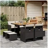 Image de Ensemble à manger de jardin 9pcs coussins noir résine tressée 3277730
