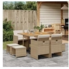 Image de Ensemble à manger de jardin et coussins 9 pcs beige Poly rotin 3277731
