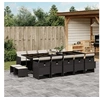 Image de Ensemble à manger de jardin 15 pcs coussins noir résine tressée 3277757
