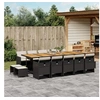 Image de Ensemble à manger de jardin 15 pcs coussins noir résine tressée 3277766