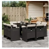 Image de Ensemble à manger de jardin 9pcs coussins noir résine tressée 3277781