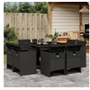 Image de Ensemble à manger de jardin 9pcs coussins noir résine tressée 3277782