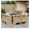 Image de Ensemble à manger de jardin et coussins 9 pcs beige Poly rotin 3277785