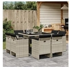 Image de Ensemble à manger de jardin et coussins 9 pcs gris clair rotin 3277786