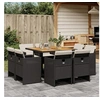 Image de Ensemble à manger de jardin 9pcs coussins noir résine tressée 3277790