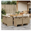 Image de Ensemble à manger de jardin et coussins 9 pcs beige Poly rotin 3277791