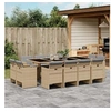 Image de Ensemble à manger de jardin coussins 13 pcs mélange beige rotin 3277811