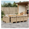 Image de Ensemble à manger de jardin et coussins 13 pcs beige 3277815